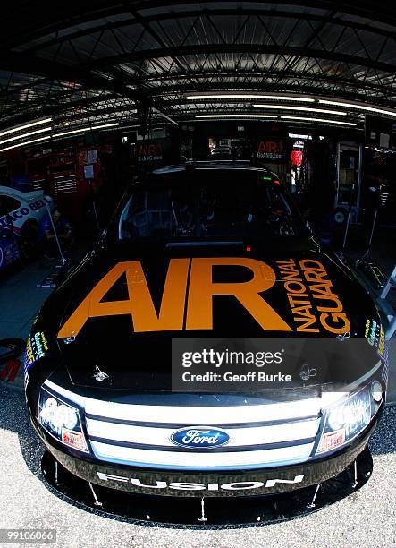 The Air National Guard Ford, driven by David Stremme, is seen in the garage during practice for the NASCAR Sprint Cup Series SHOWTIME Southern 500 at...