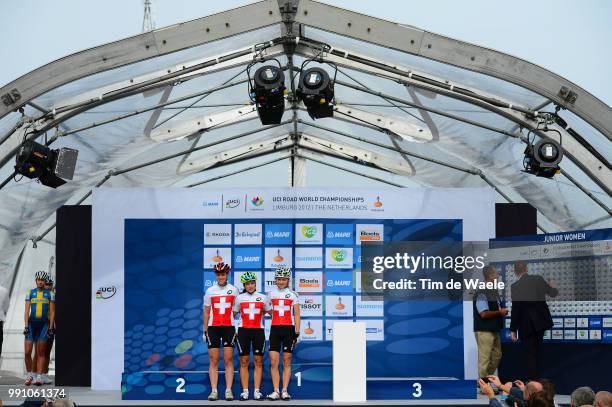 Road World Championships, Junior Women Podium, Team Swiss Suisse / Caroline Baur / Stefanie Bochsler / Ramona Forchini / Valkenburg - Valkenburg /...