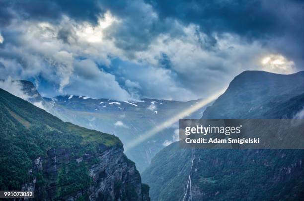 fjord in the clouds (hdri) - adam ray stock pictures, royalty-free photos & images