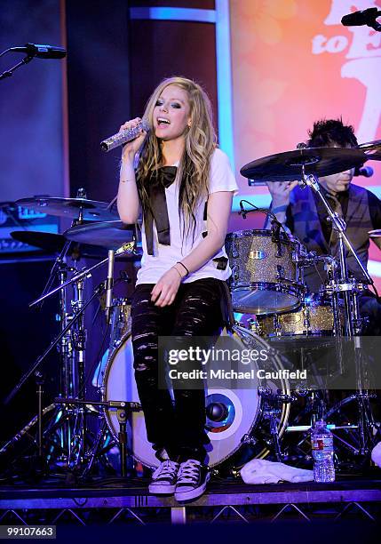 Singer Avril Lavigne performs onstage during the 17th Annual Race to Erase MS event co-chaired by Nancy Davis and Tommy Hilfiger at the Hyatt Regency...