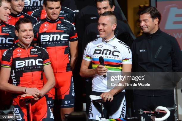 Presentation Bmc Racing Team 2013 Philippe Gilbert / Cadel Evans / John Lelangue Directeur Sportif, Bmc / Equipe Ploeg /Tim De Waele