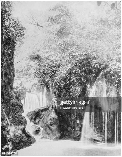 Antique Photograph Of Americas Famous Landscapes Triple Falls Cheyenne Canyon Colorado High-Res Vector Graphic