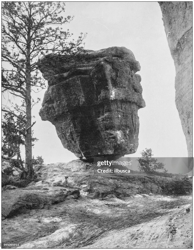Antique photograph of America's famous landscapes: Balanced Rock, Garden of the Gods, Colorado