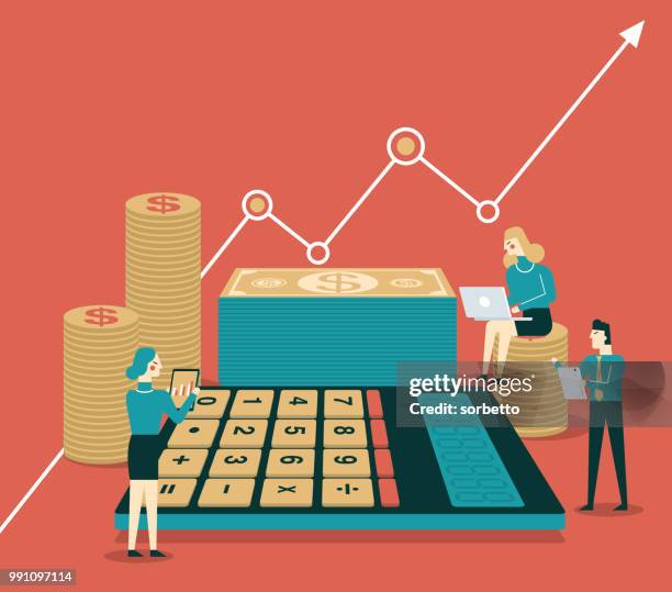 ilustraciones, imágenes clip art, dibujos animados e iconos de stock de informe de estadística - presupuesto