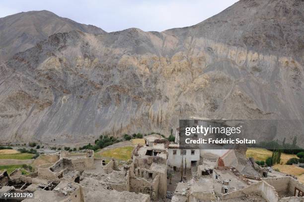 Magnificent landscape and scenic view in Ladakh. Lamayuru Monastery, another Buddhist gompa stands at the height of 3,800 meters, Jammu and Kashmir...