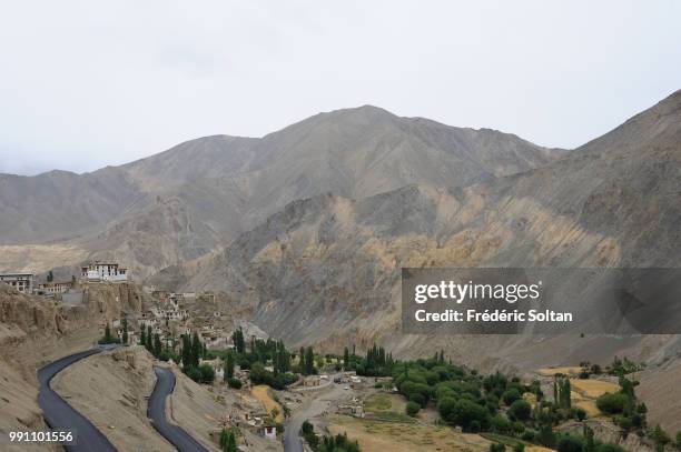 Magnificent landscape and scenic view in Ladakh. Lamayuru Monastery, another Buddhist gompa stands at the height of 3,800 meters, Jammu and Kashmir...