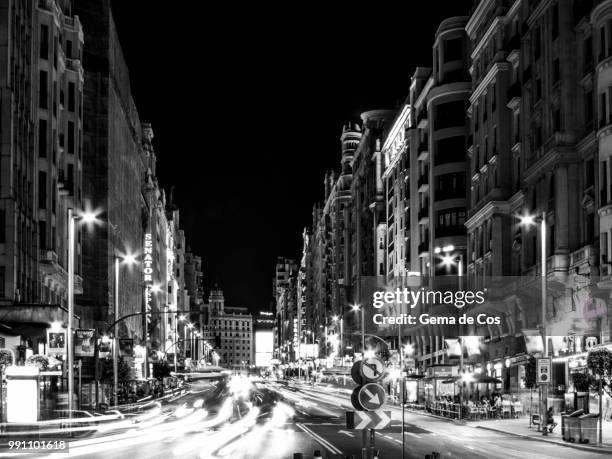 gran via city lights - gemak stock pictures, royalty-free photos & images