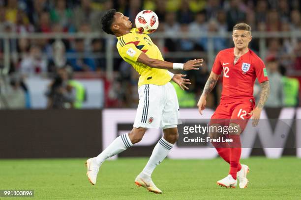 Johan Mojica of Colombia in action during the 2018 FIFA World Cup Russia Round of 16 match between Colombia and England at Spartak Stadium on July 3,...
