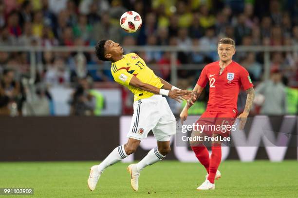 Johan Mojica of Colombia in action during the 2018 FIFA World Cup Russia Round of 16 match between Colombia and England at Spartak Stadium on July 3,...