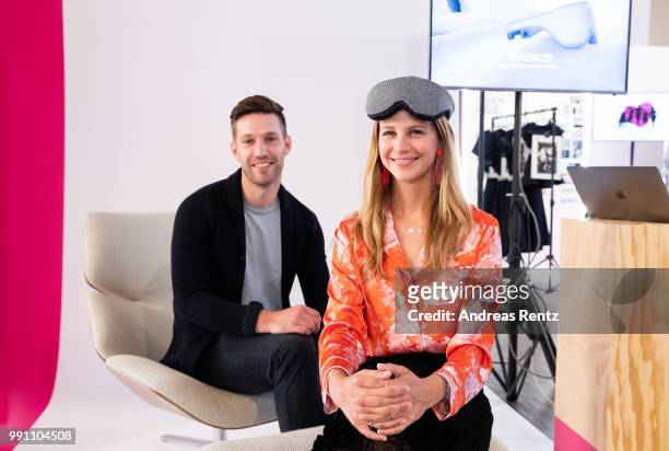 Nele Koestler and Jonas Diezun of Radice pose for a photograph prior to the Fashion Fusion award ceremony at me Collectors Room on July 3, 2018 in...