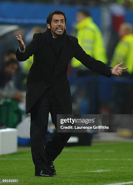 Head coach Quique Sanchez Flores of Atletico Madrid reacts during the UEFA Europa League final match between Atletico Madrid and Fulham at HSH...