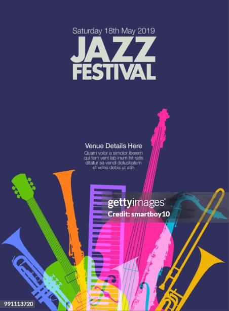 ilustrações de stock, clip art, desenhos animados e ícones de jazz music poster - instrumento baixo