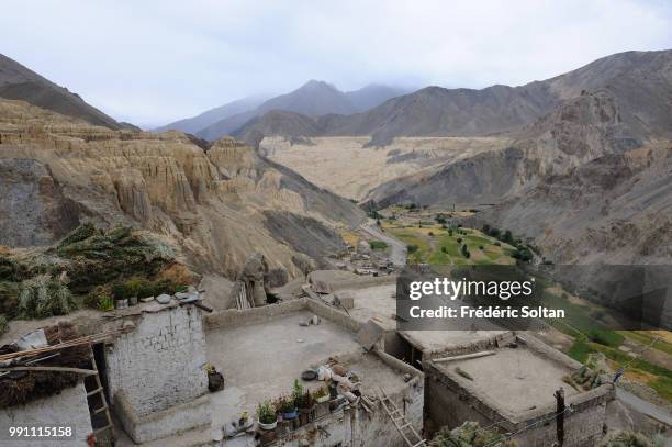 Magnificent landscape and scenic view in Ladakh. Lamayuru Monastery, another Buddhist gompa stands at the height of 3,800 meters, Jammu and Kashmir...