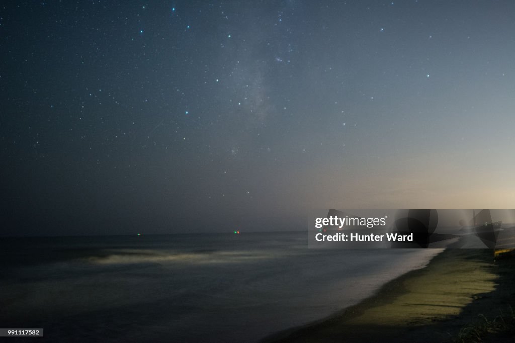 Faint Perseids Meteor off Isle of Palms Coast, SC