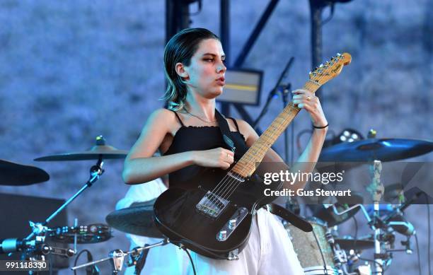 Ellie Rowsell of Wolf Alice performs on stage at Finsbury Park on June 29, 2018 in London, England.