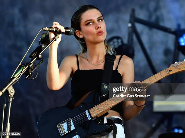 Ellie Rowsell of Wolf Alice performs on stage at Finsbury Park on June 29, 2018 in London, England.