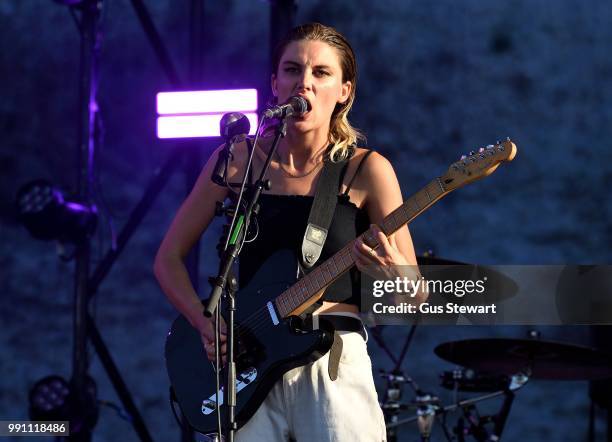 Ellie Rowsell of Wolf Alice performs on stage at Finsbury Park on June 29, 2018 in London, England.