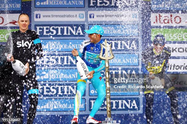 48Thtirreno Adriatico Stage 7Podium/ Christopher Froome / Vincenzo Nibali Leader Jersey/ Alberto Contador Velasco / Celebration Joie Vreugde/ San...