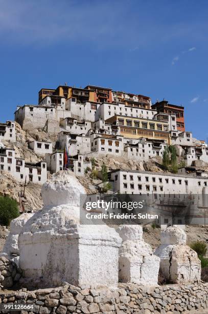 Thikse Gompa in Ladakh. The monastery of Thikse is located in the Indus Valley, at the east of Leh, the capital of Ladakh, Jammu and Kashmir on July...