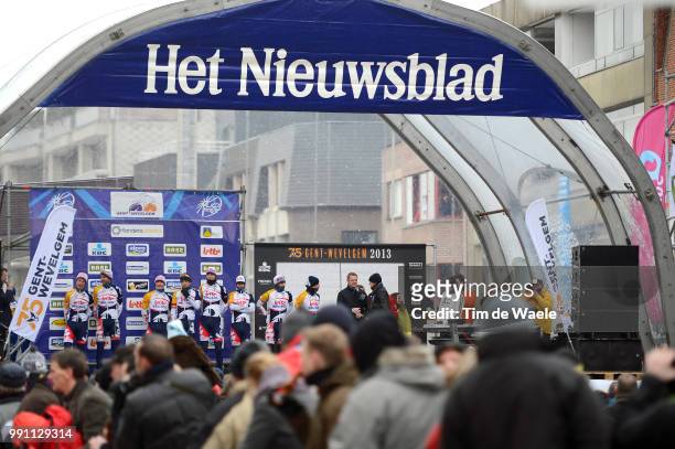 75Th Gent - Wevelgem 2013 Illustration Illustratie, Start Podium, Team Lotto Belisol / Public Publiek Spectators, Gistel - Wevelgem / / Race Shorten...