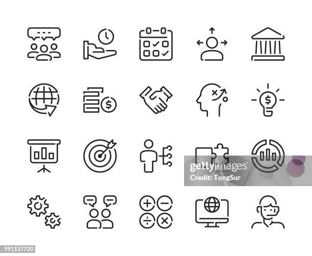 business - set 1 line icons - linear graph stock illustrations