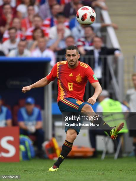 Koke of Spain in action during the 2018 FIFA World Cup Russia Round of 16 match between Spain and Russia at Luzhniki Stadium on July 1, 2018 in...