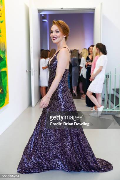 Russian singer Albina Dzhanabaeva attends the Laurel Collection Presentation during the Berlin Fashion Week Spring/Summer 2019 at Kunstlager Haas on...