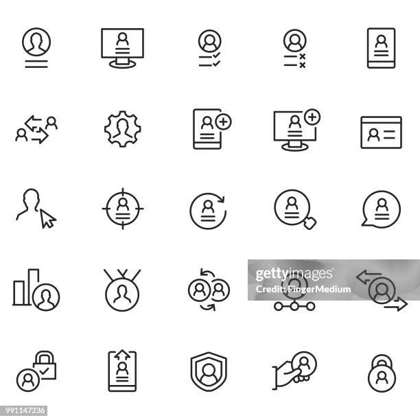 ilustraciones, imágenes clip art, dibujos animados e iconos de stock de conjunto de icono de perfil de usuario - iniciar sesión