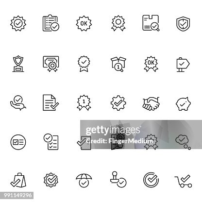 Qualitätskontrolle-Icon-set Qualitätskontrolle-Icon-set