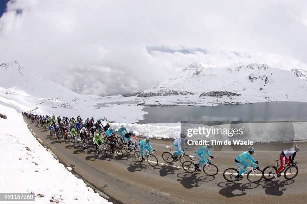 96Th Tour Of Italy 2013, Stage 15 Illustration Illustratie, Peleton Peloton, Col Du Mont Cenis Mountains Montagnes Bergen, Snow Neige Sneeuw, Nibali...