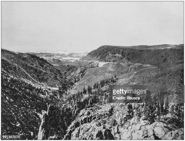 antique photograph of america's famous landscapes: los pinos valley - los pinos stock illustrations