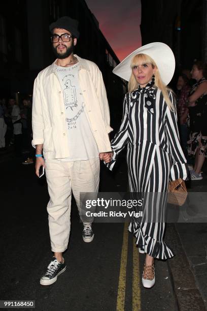 Leyman Lahcine and Paloma Faith seen attending HENI Gallery x adidas: #prouder - private view on July 3, 2018 in London, England.