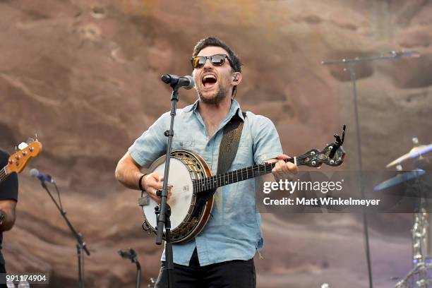 Scott Avett of The Avett Brothers performs at Red Rocks Amphitheatre on July 1, 2018 in Morrison, Colorado.