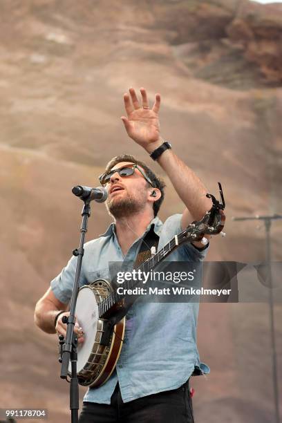 Scott Avett of The Avett Brothers perfroms at Red Rocks Amphitheatre on July 1, 2018 in Morrison, Colorado.