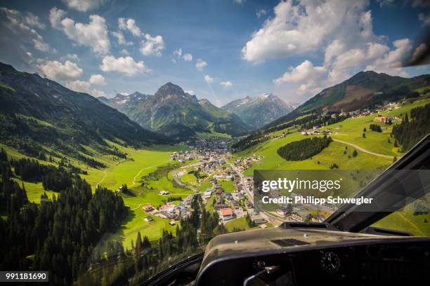 lech - austria by helicopter - lech valley stock-fotos und bilder