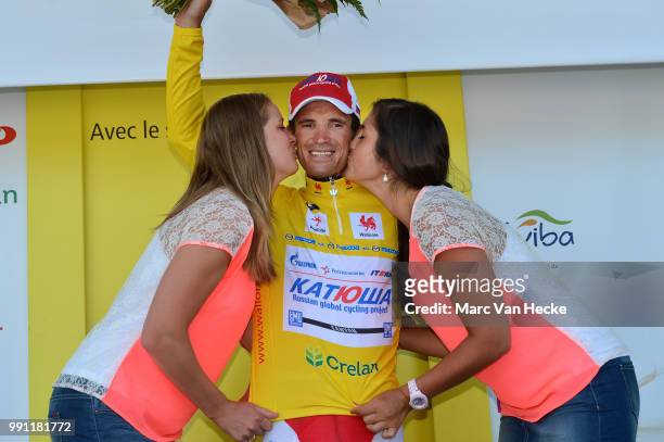 Tour De Wallonie 2013/ Stage 2Podium/ Alexandr Kolobnev Yellow Leader Jersey/ Celebration Joie Vreugde, Veviers-Engis Tour De Wallonie Ronde...