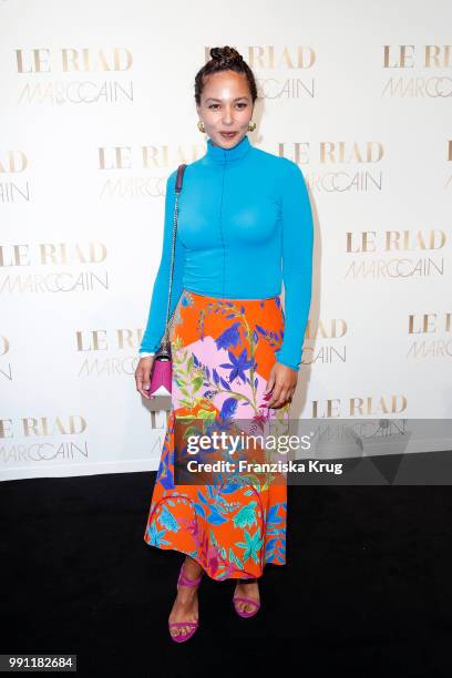 Joy Denalane attends the Marc Cain Fashion Show Spring/Summer 2019 at WECC on July 3, 2018 in Berlin, Germany.