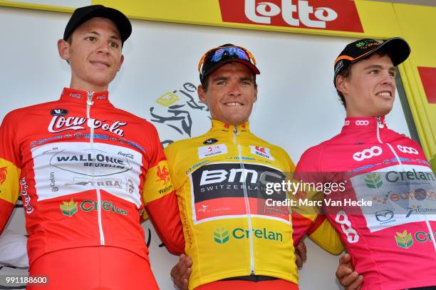 Tour De Wallonie 2013/ Stage 5Podium/ Olivier Chevalier / Greg Van Avermaet Yellow Leader Jersey/ Stijn Steels / Celebration Joie Vreugde/Soignies -...