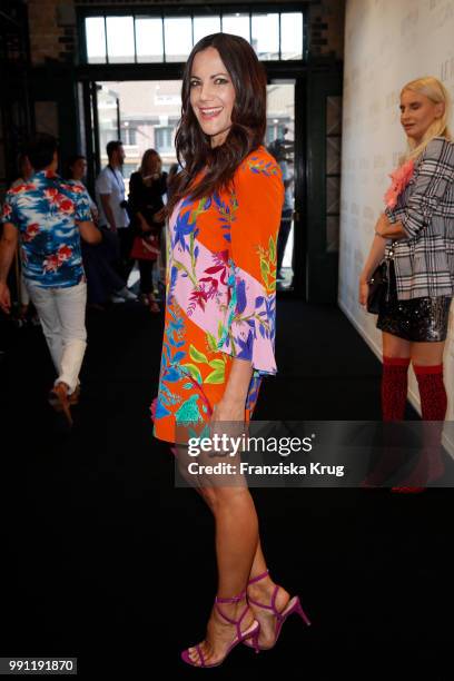 Bettina Zimmermann attends the Marc Cain Fashion Show Spring/Summer 2019 at WECC on July 3, 2018 in Berlin, Germany.