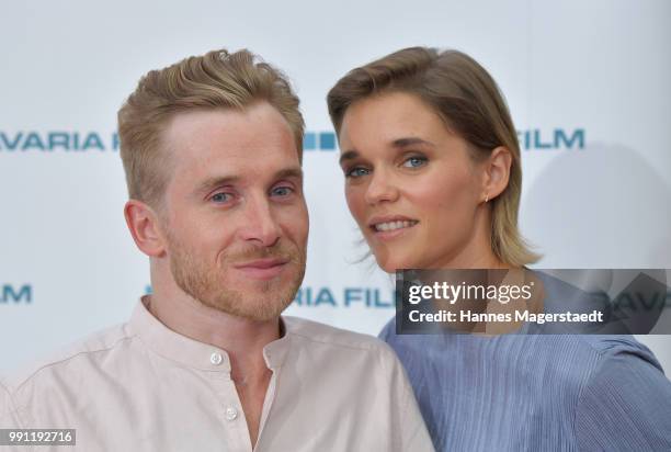 Samuel Koch and Sarah Elena Timpe during the Bavaria Film reception during the Munich Film Festival 2018 at Kuenstlerhaus am Lenbachplatz on July 3,...