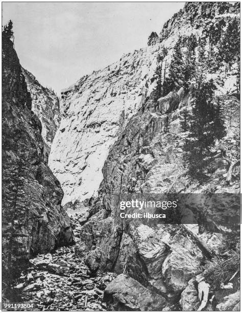 antique photograph of america's famous landscapes: toltec gorge of the los pinos, colorado - los pinos stock illustrations