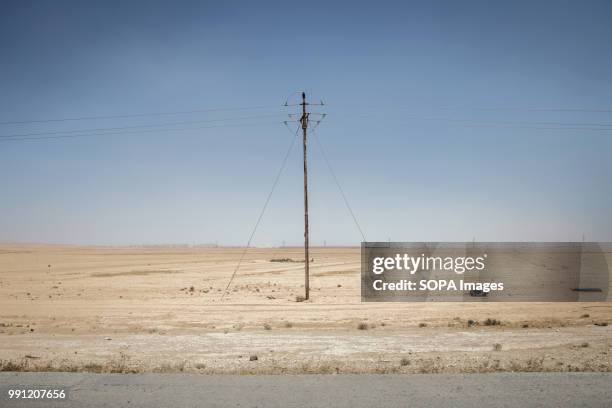 The road to Zaatari refugee camp. There are about 1.4 million Syrian refugees in Jordan and only 20 percent are living in the refugee camps with the...