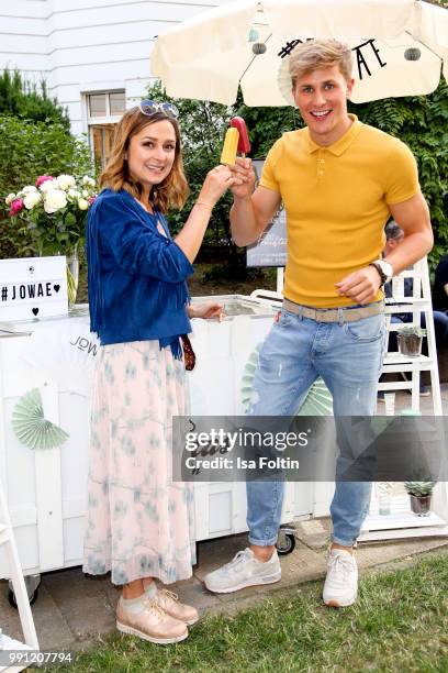 Sarah Alles and Lukas Sauer during the Klambt Style Cocktail at HENRI Hotel on July 3, 2018 in Berlin, Germany.