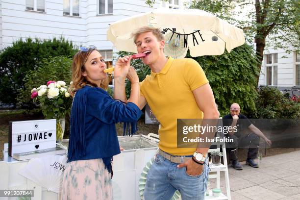 Sarah Alles and Lukas Sauer during the Klambt Style Cocktail at HENRI Hotel on July 3, 2018 in Berlin, Germany.