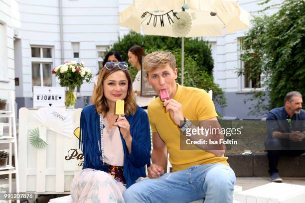 Sarah Alles and Lukas Sauer during the Klambt Style Cocktail at HENRI Hotel on July 3, 2018 in Berlin, Germany.