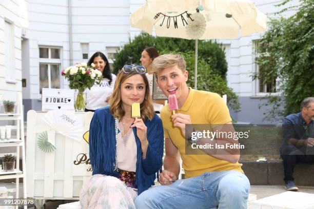 Sarah Alles and Lukas Sauer during the Klambt Style Cocktail at HENRI Hotel on July 3, 2018 in Berlin, Germany.