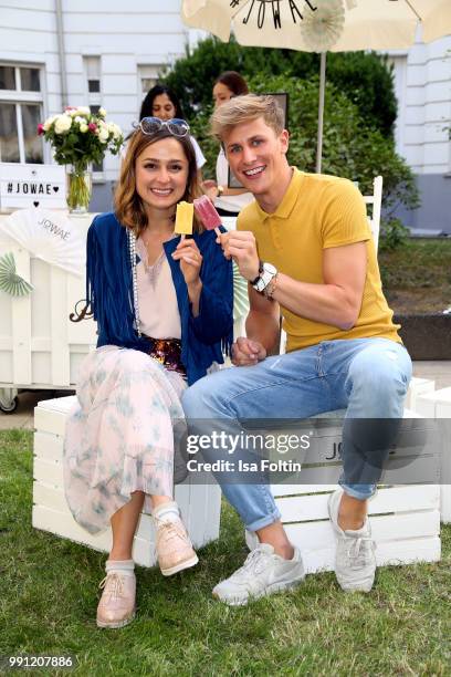 Sarah Alles and Lukas Sauer during the Klambt Style Cocktail at HENRI Hotel on July 3, 2018 in Berlin, Germany.