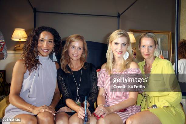 Annabelle Mandeng, Christiane Schuette, Tanja Buelter and Justine Gaetke during the Klambt Style Cocktail at HENRI Hotel on July 3, 2018 in Berlin,...