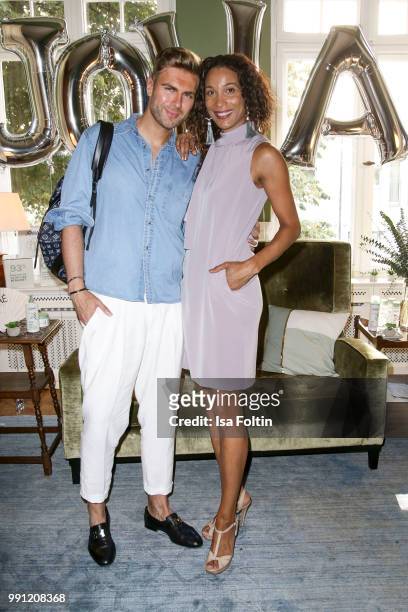Andre Borchers and Annabelle Mandeng during the Klambt Style Cocktail at HENRI Hotel on July 3, 2018 in Berlin, Germany.