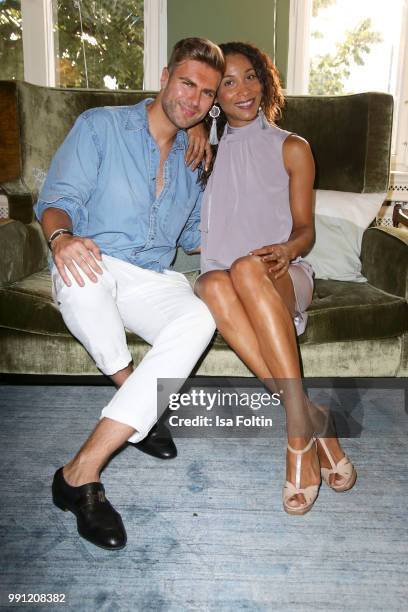 Andre Borchers and Annabelle Mandeng during the Klambt Style Cocktail at HENRI Hotel on July 3, 2018 in Berlin, Germany.